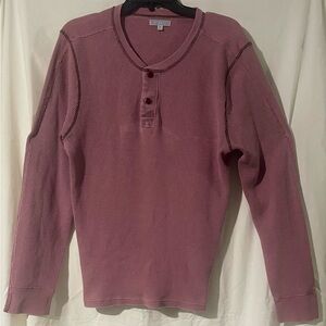Men's Long Sleeve Henley Shirt - Mauve